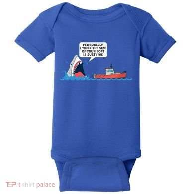Funny Nice Shark And Fishing Boat Comic Baby Bodysuit