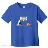 Funny Nice Shark And Fishing Boat Comic Toddler T-Shirt thumb 0