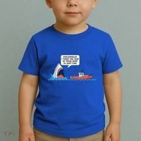 Funny Nice Shark And Fishing Boat Comic Toddler T-Shirt thumb 2