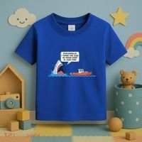 Funny Nice Shark And Fishing Boat Comic Toddler T-Shirt thumb 3