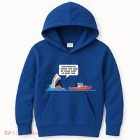 Funny Nice Shark And Fishing Boat Comic Kids Hoodie thumb 0