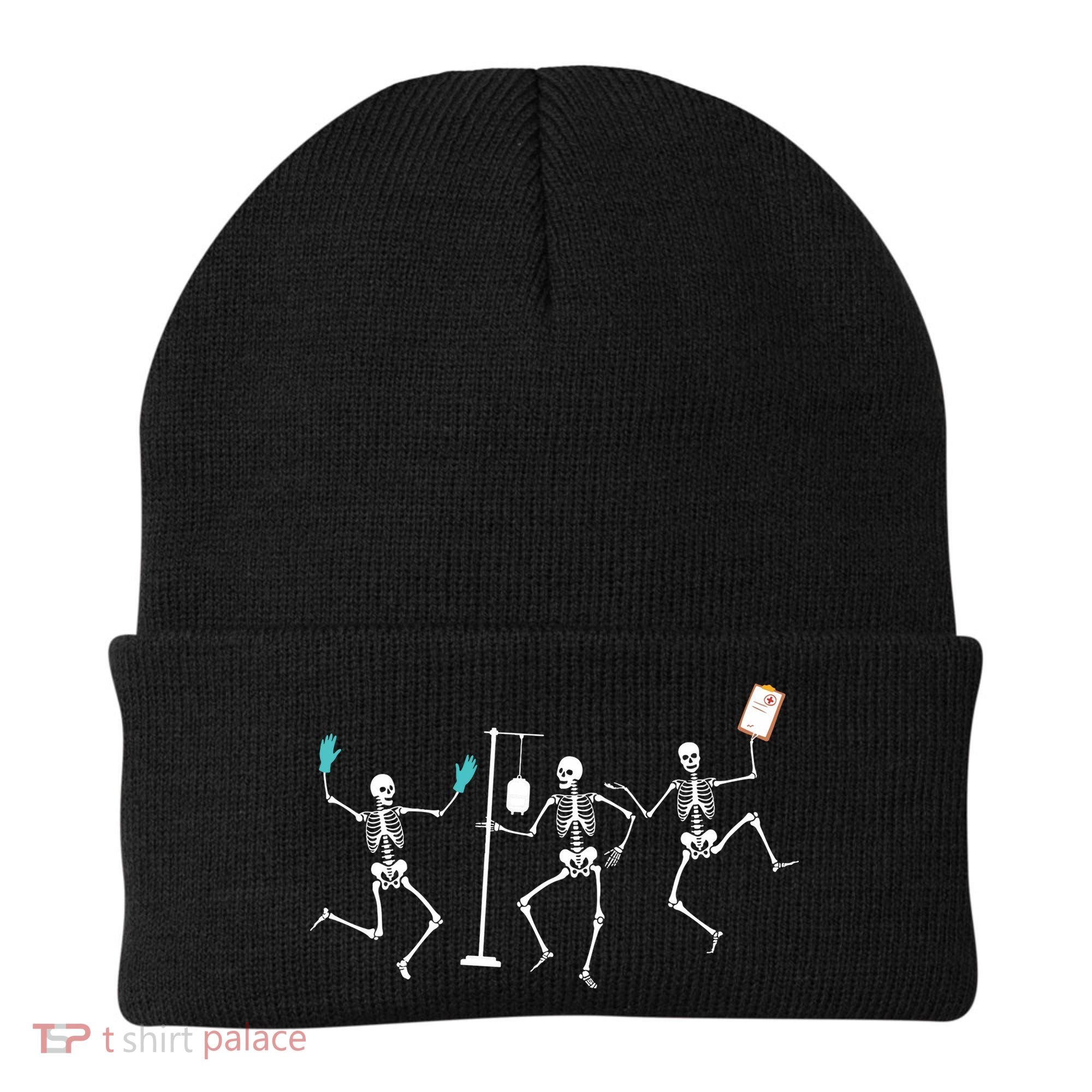 Funny Nurse Skeleton Halloween Healthcare Crew Skeleton Beanie