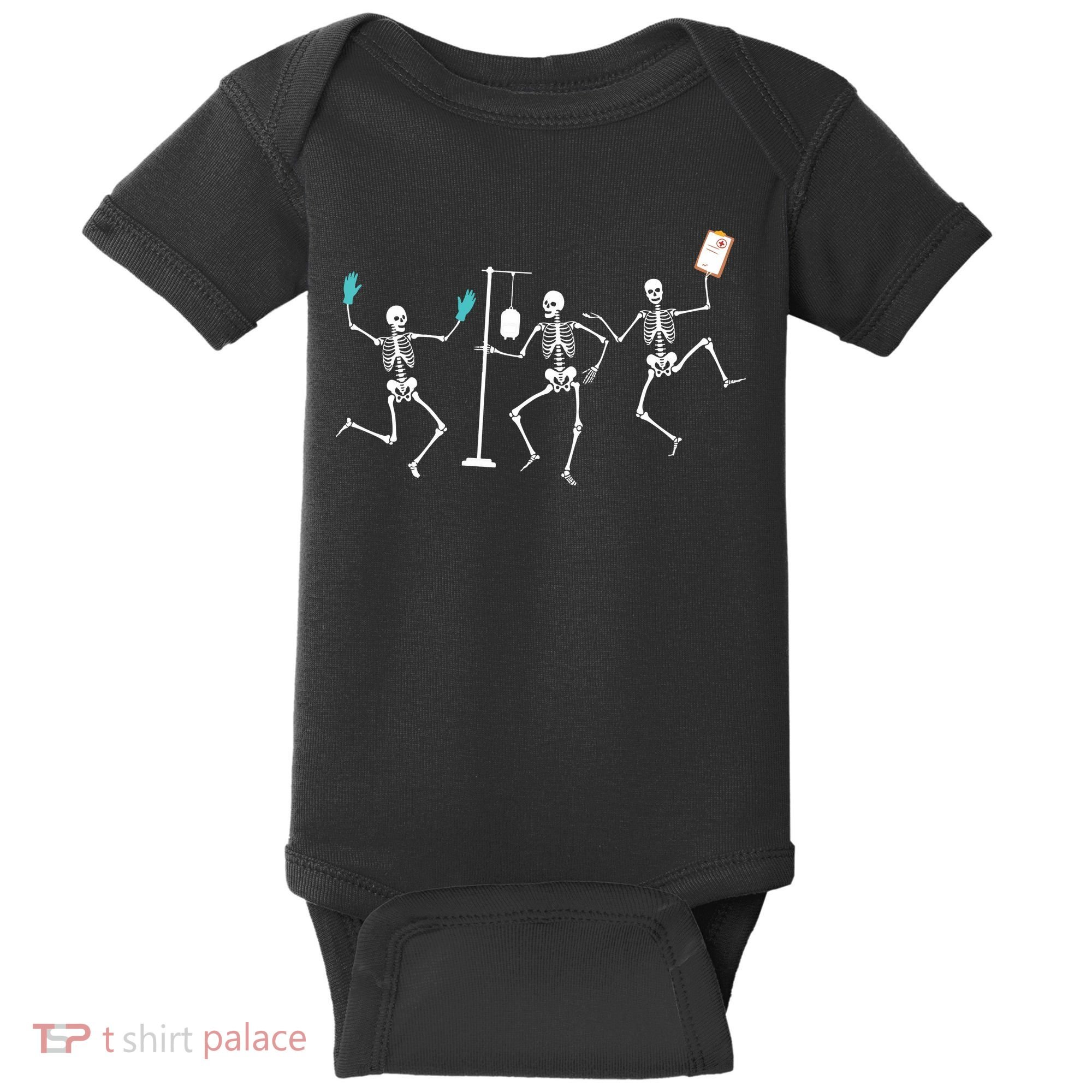 Funny Nurse Skeleton Halloween Healthcare Crew Skeleton Baby Bodysuit