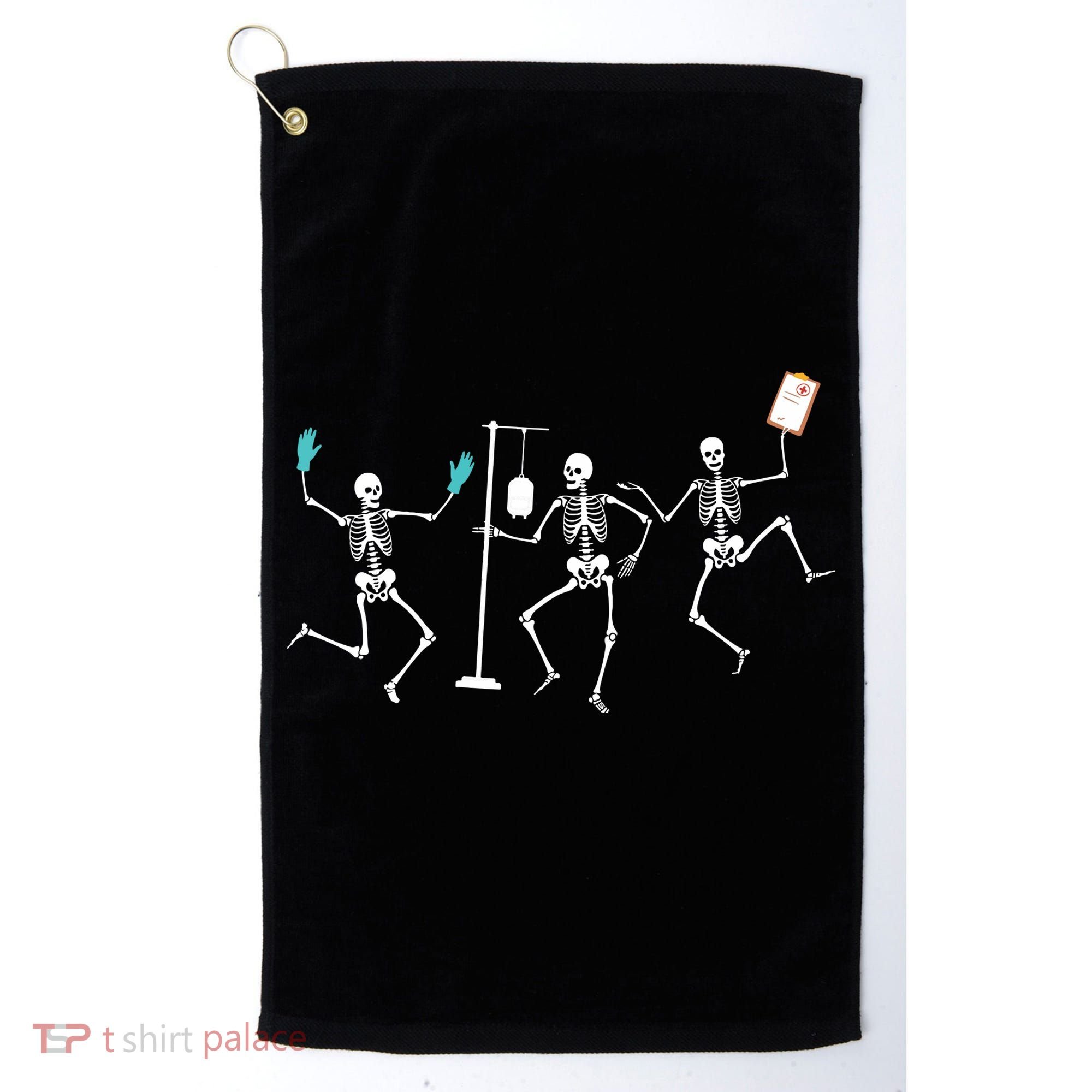 Funny Nurse Skeleton Halloween Healthcare Crew Skeleton Golf Towel
