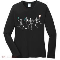 Funny Nurse Skeleton Halloween Healthcare Crew Skeleton Women's Long Sleeve Shirt thumb 0