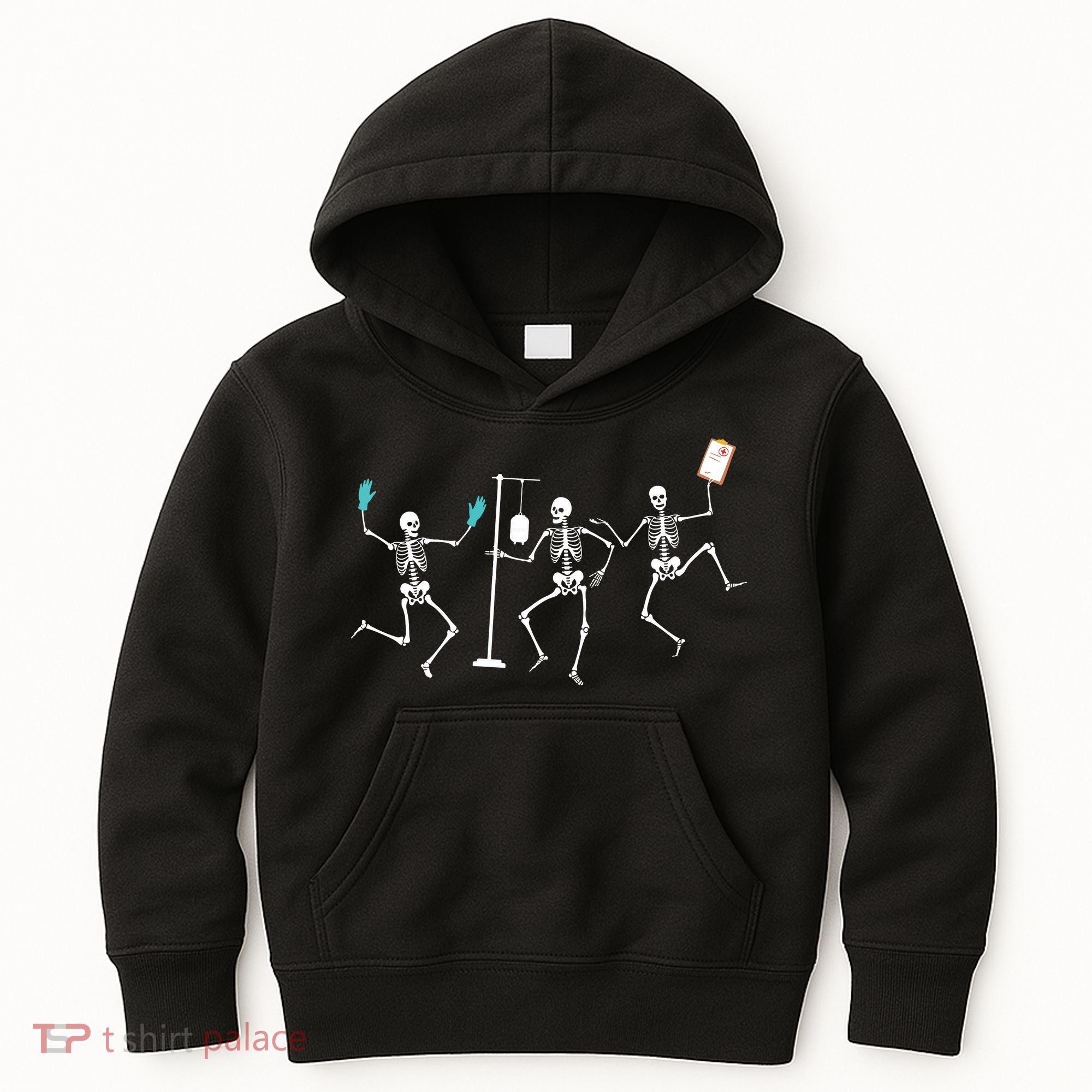 Funny Nurse Skeleton Halloween Healthcare Crew Skeleton Kids Hoodie