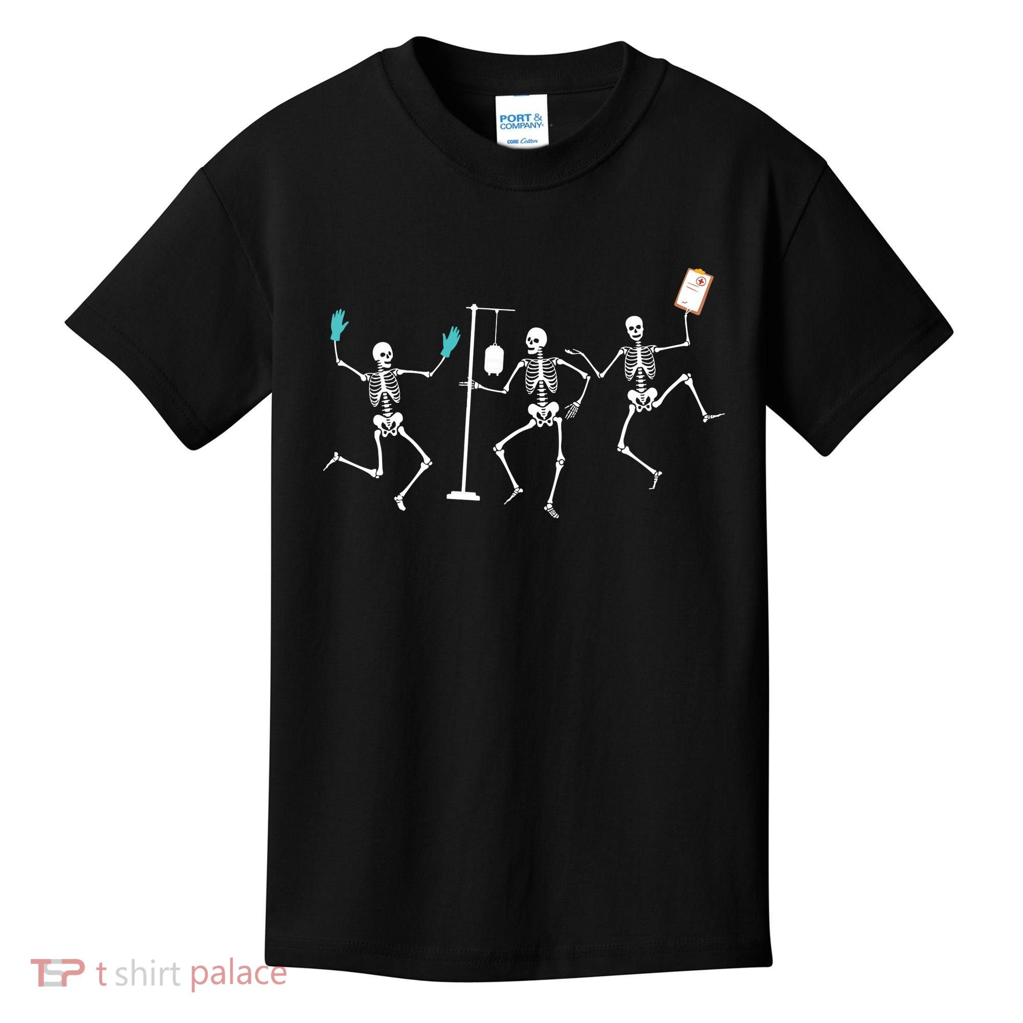 Funny Nurse Skeleton Halloween Healthcare Crew Skeleton Kids T-Shirt