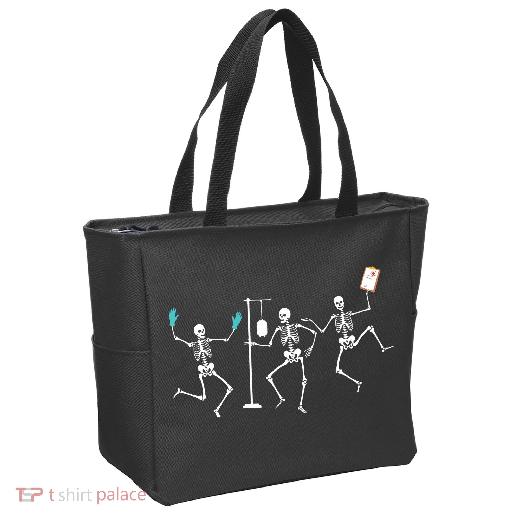 Funny Nurse Skeleton Halloween Healthcare Crew Skeleton Tote Bag