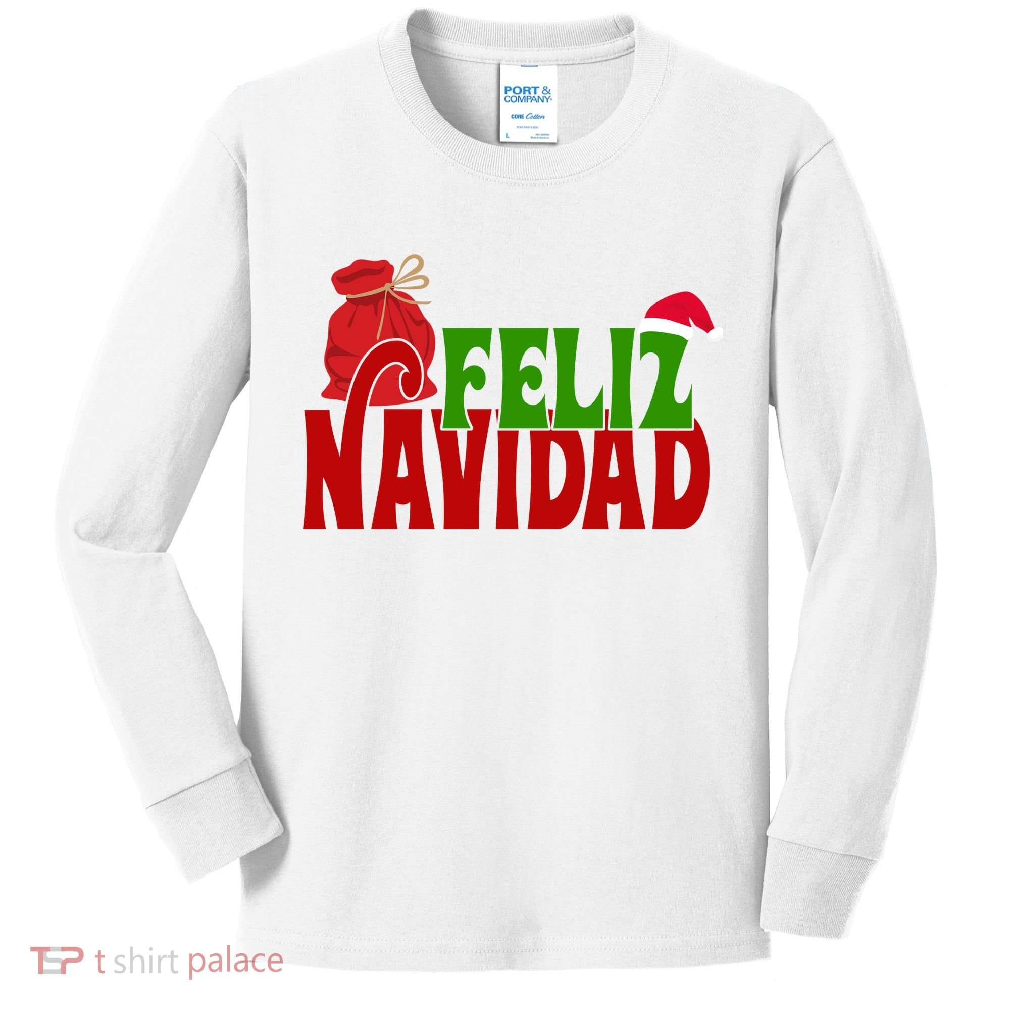 Feliz Navidad Spanish Christmas Kids Long Sleeve Shirt
