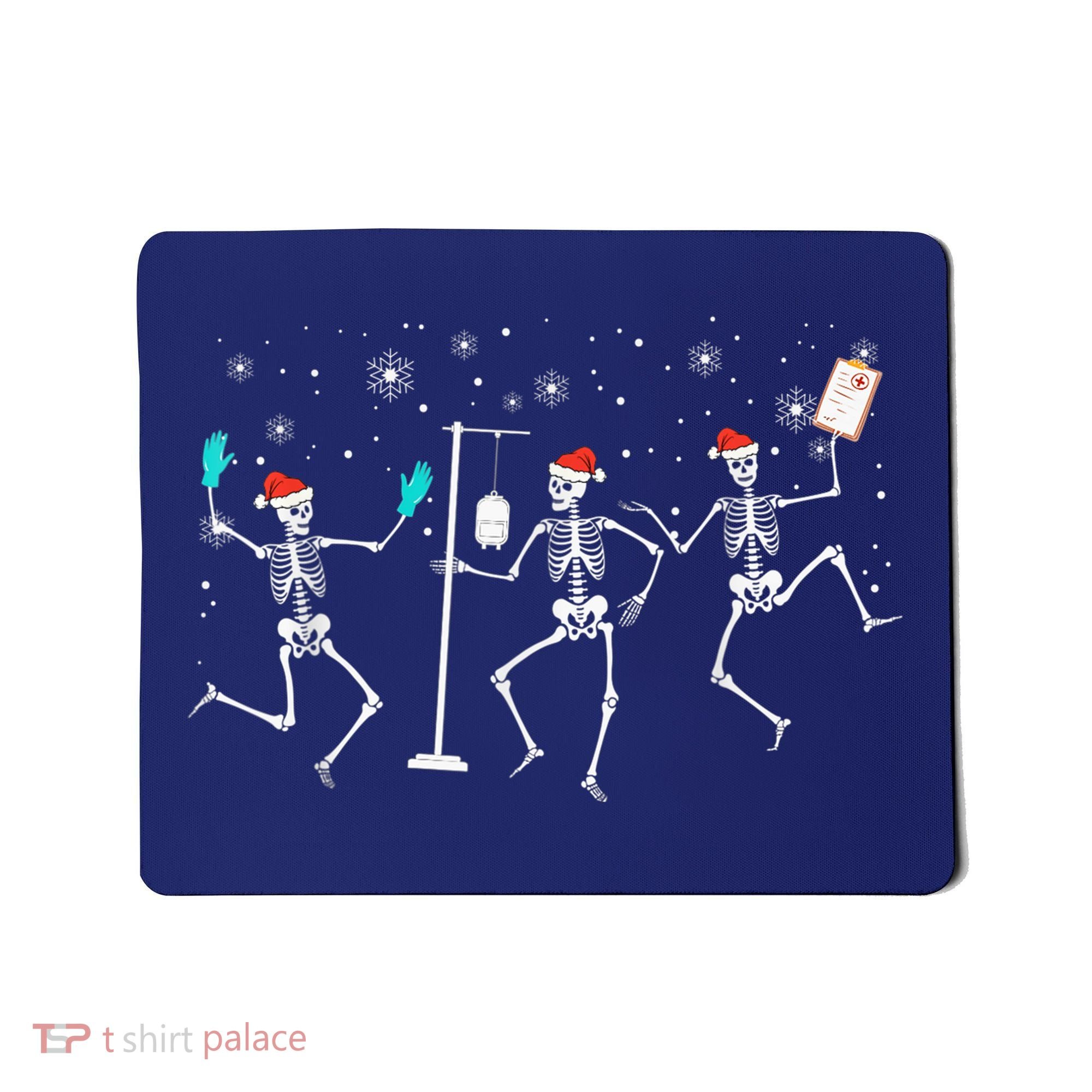 Funny Nurse Skeleton Christmas healthcare Crew Santa Mousepad