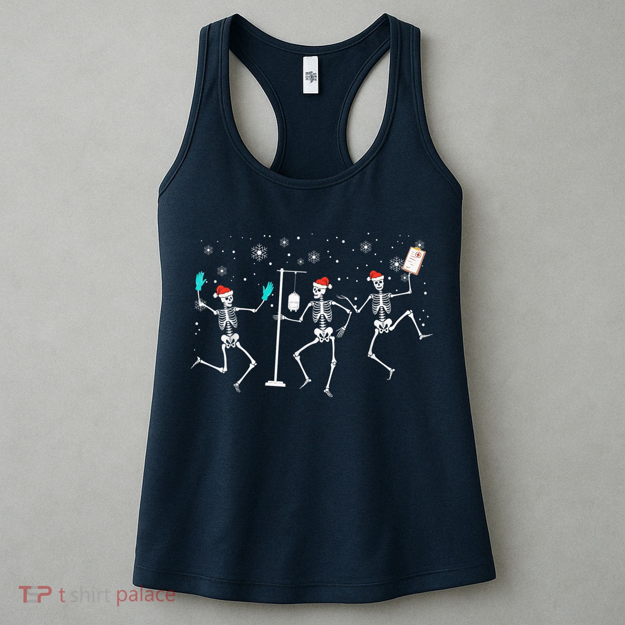 Funny Nurse Skeleton Christmas healthcare Crew Santa Women's Tank Top