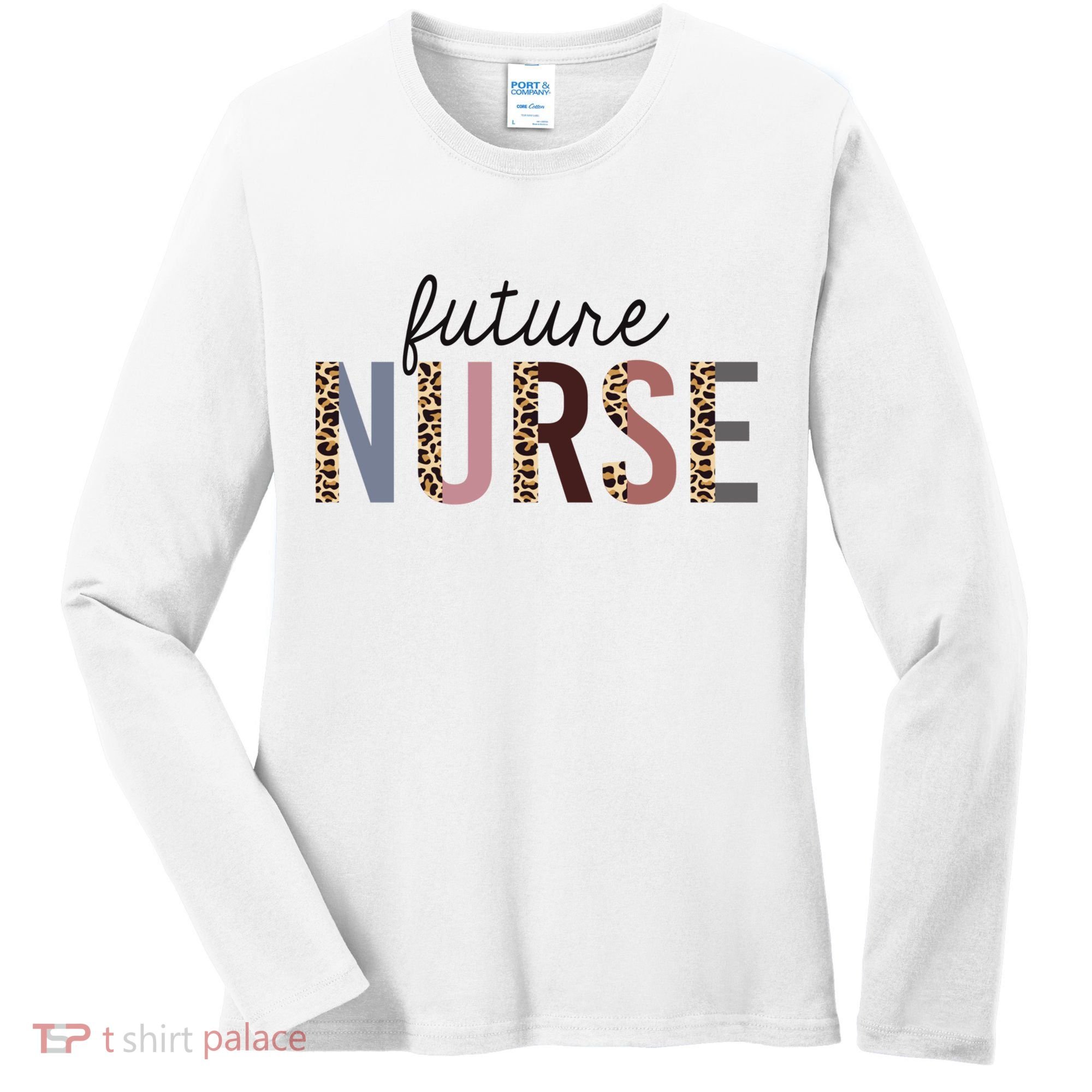 Future Nurse Student Leopard Print Nursing School Meaningful Gift Women's Long Sleeve Shirt
