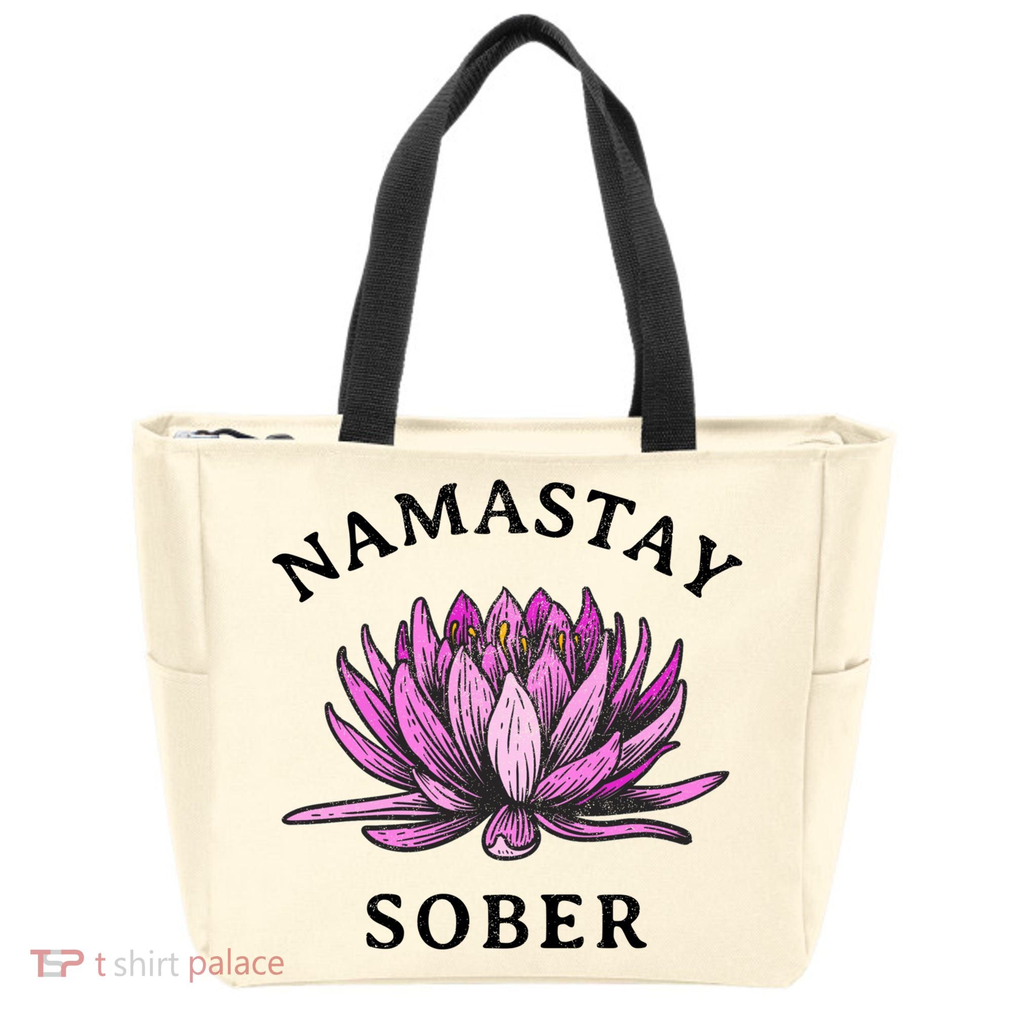 Funny Namastay Sober Na Aa 12 Step Recovery Funny Gift Tote Bag