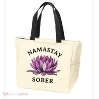 Funny Namastay Sober Na Aa 12 Step Recovery Funny Gift Tote Bag thumb 3