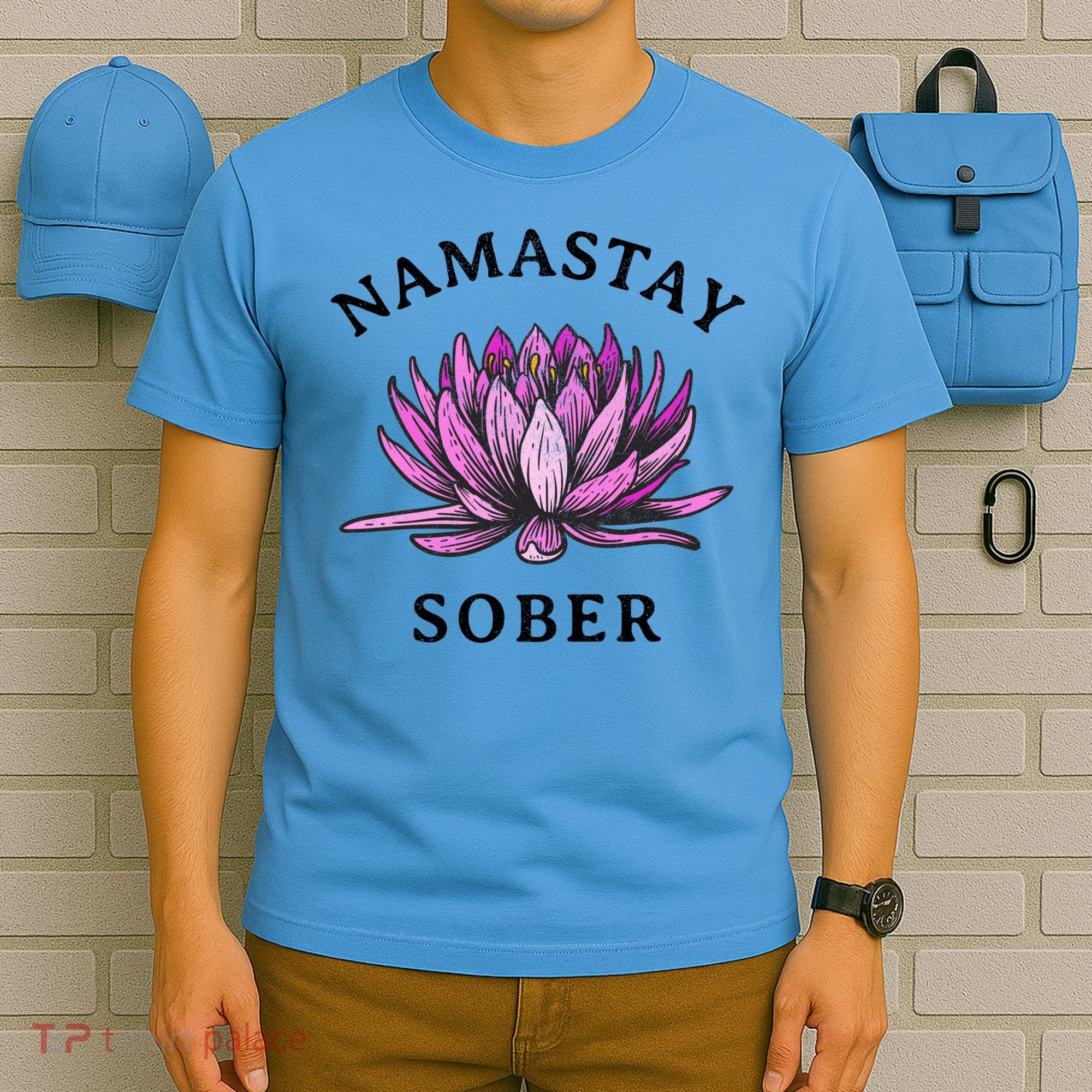 Funny Namastay Sober Na Aa 12 Step Recovery Funny Gift T-Shirt