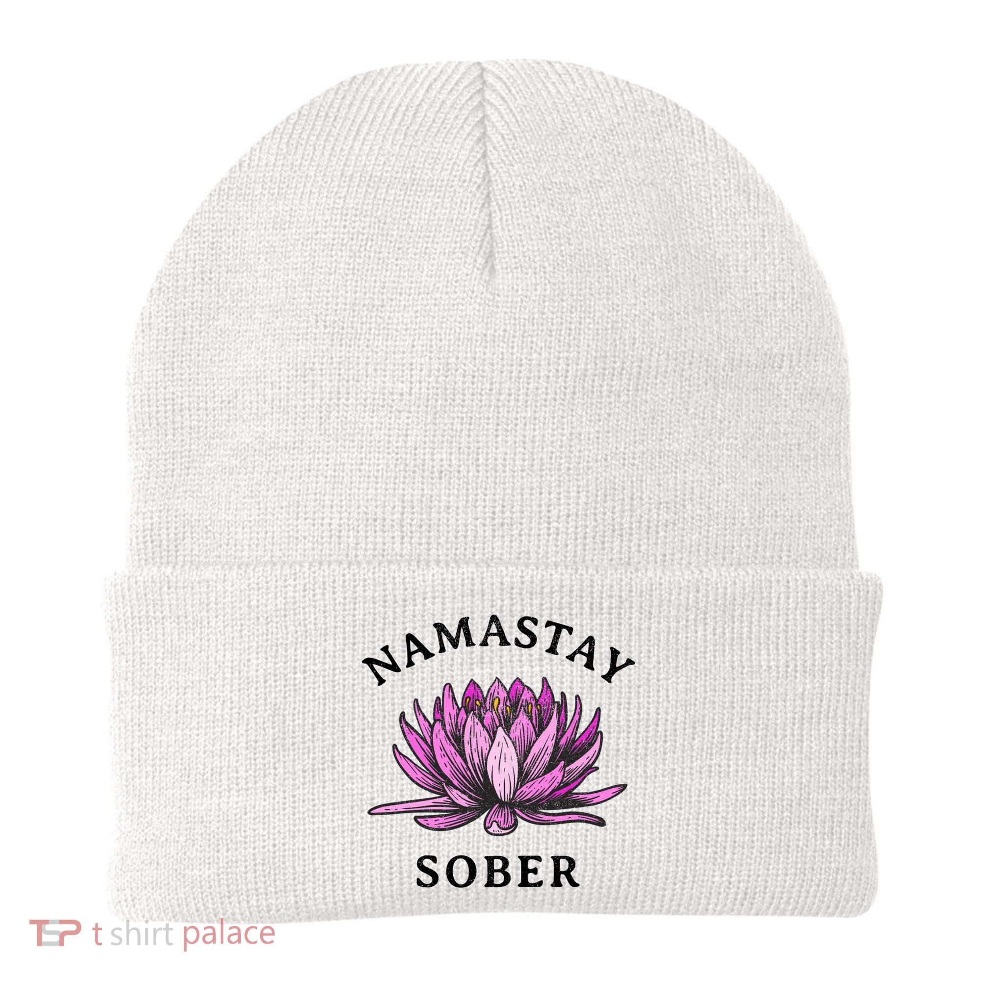 Funny Namastay Sober Na Aa 12 Step Recovery Funny Gift Beanie