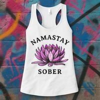 Funny Namastay Sober Na Aa 12 Step Recovery Funny Gift Women's Tank Top thumb 3