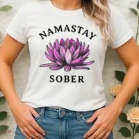 Funny Namastay Sober Na Aa 12 Step Recovery Funny Gift Women's T-Shirt thumb 2