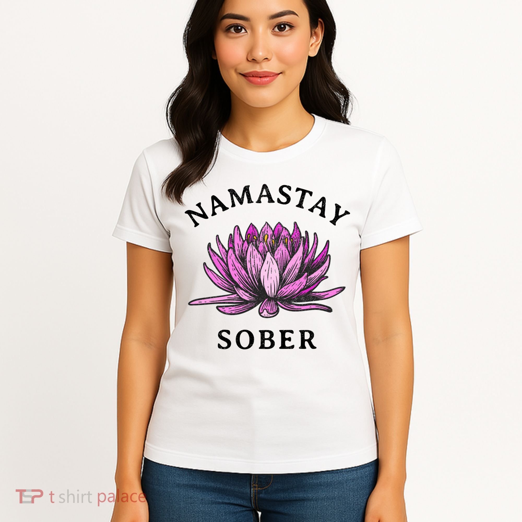 Funny Namastay Sober Na Aa 12 Step Recovery Funny Gift Women's T-Shirt