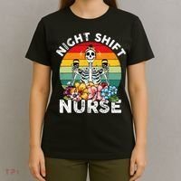 Funny Night Shift Nurse Skeleton Night Shift Nurse T-Shirt thumb 4