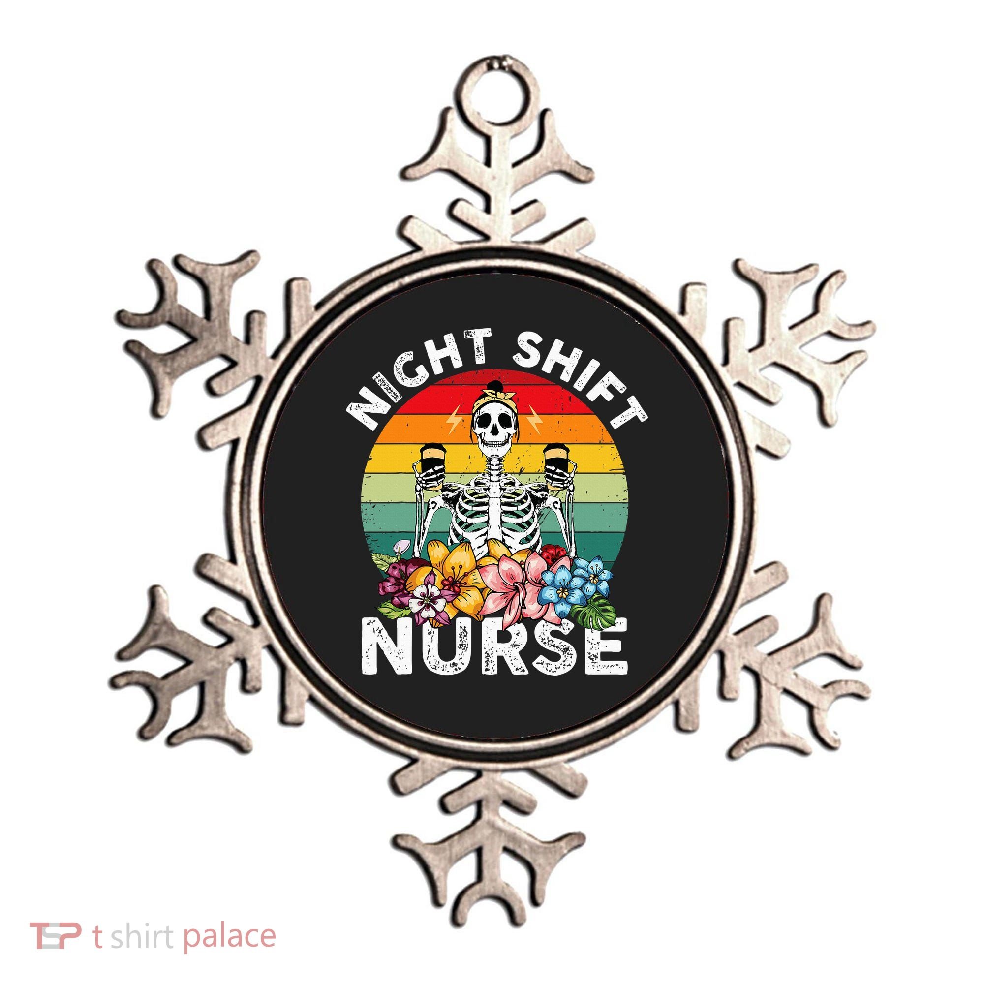 Funny Night Shift Nurse Skeleton Night Shift Nurse Ornament