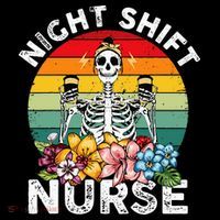 Funny Night Shift Nurse Skeleton Night Shift Nurse Ornament thumb 1