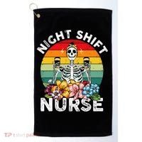Funny Night Shift Nurse Skeleton Night Shift Nurse Golf Towel thumb 0