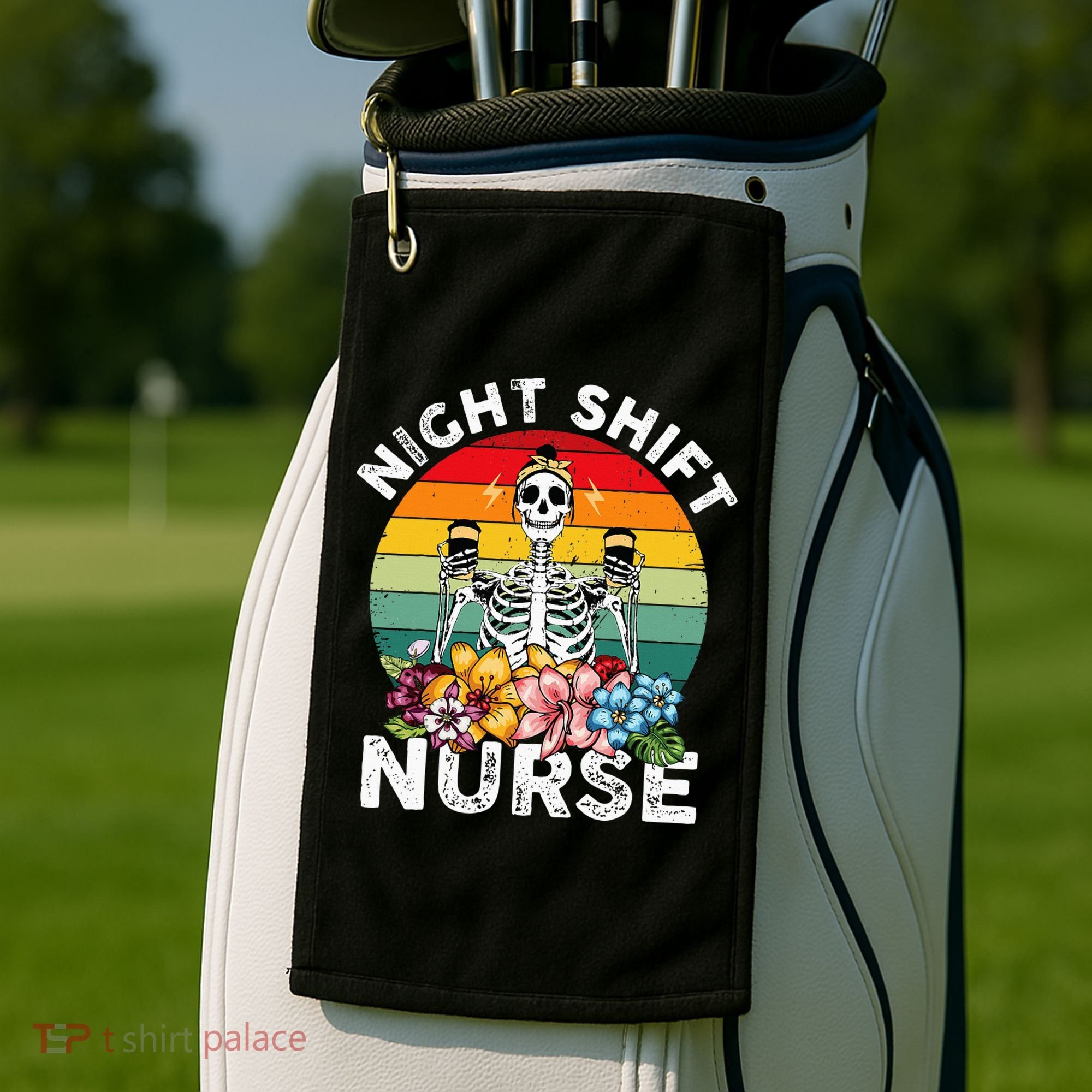 Funny Night Shift Nurse Skeleton Night Shift Nurse Golf Towel