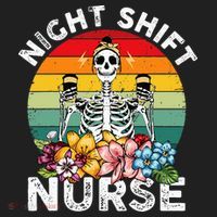 Funny Night Shift Nurse Skeleton Night Shift Nurse Golf Towel thumb 3