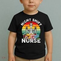 Funny Night Shift Nurse Skeleton Night Shift Nurse Toddler T-Shirt thumb 2