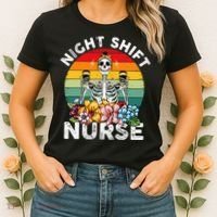 Funny Night Shift Nurse Skeleton Night Shift Nurse Women's T-Shirt thumb 2