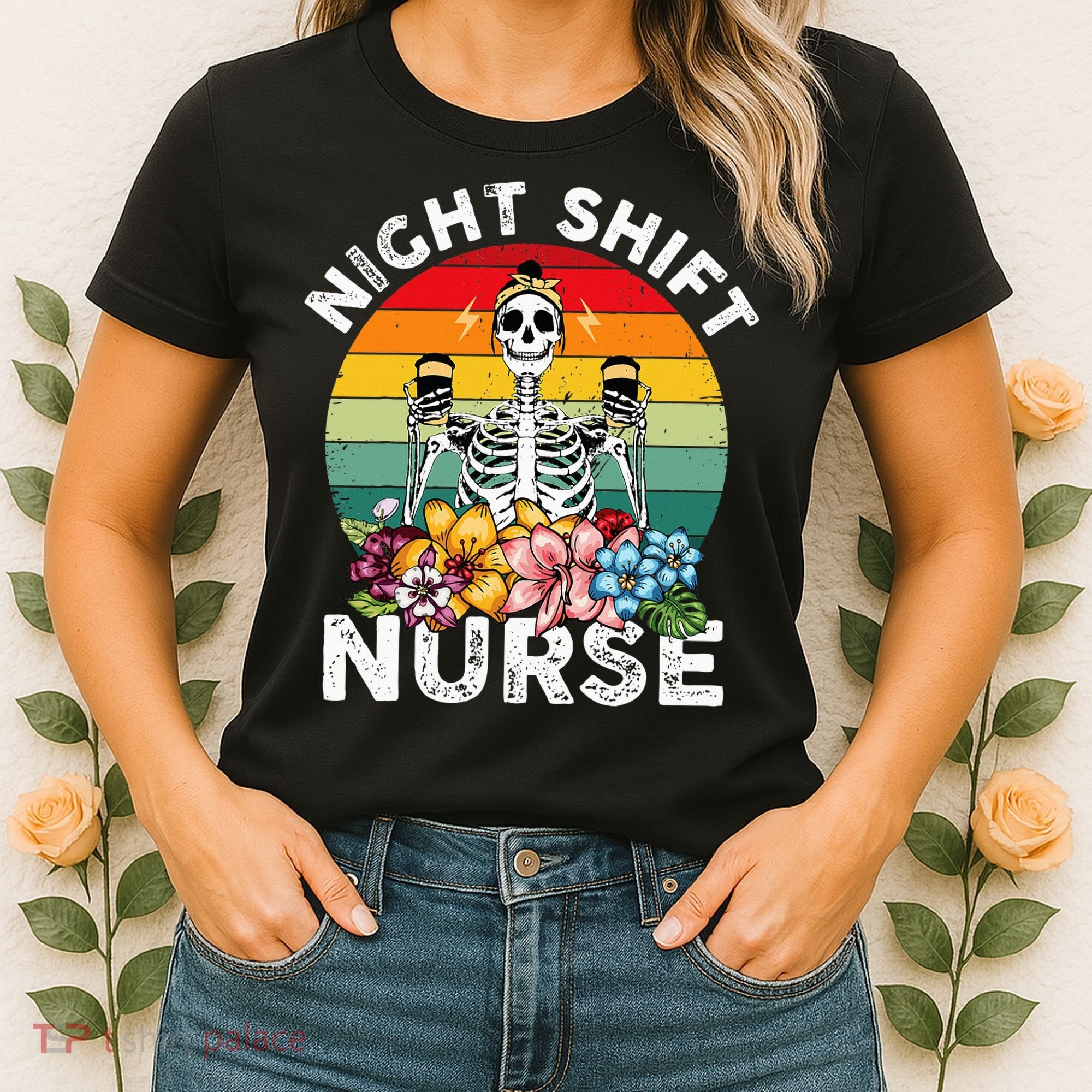 Funny Night Shift Nurse Skeleton Night Shift Nurse Women's T-Shirt