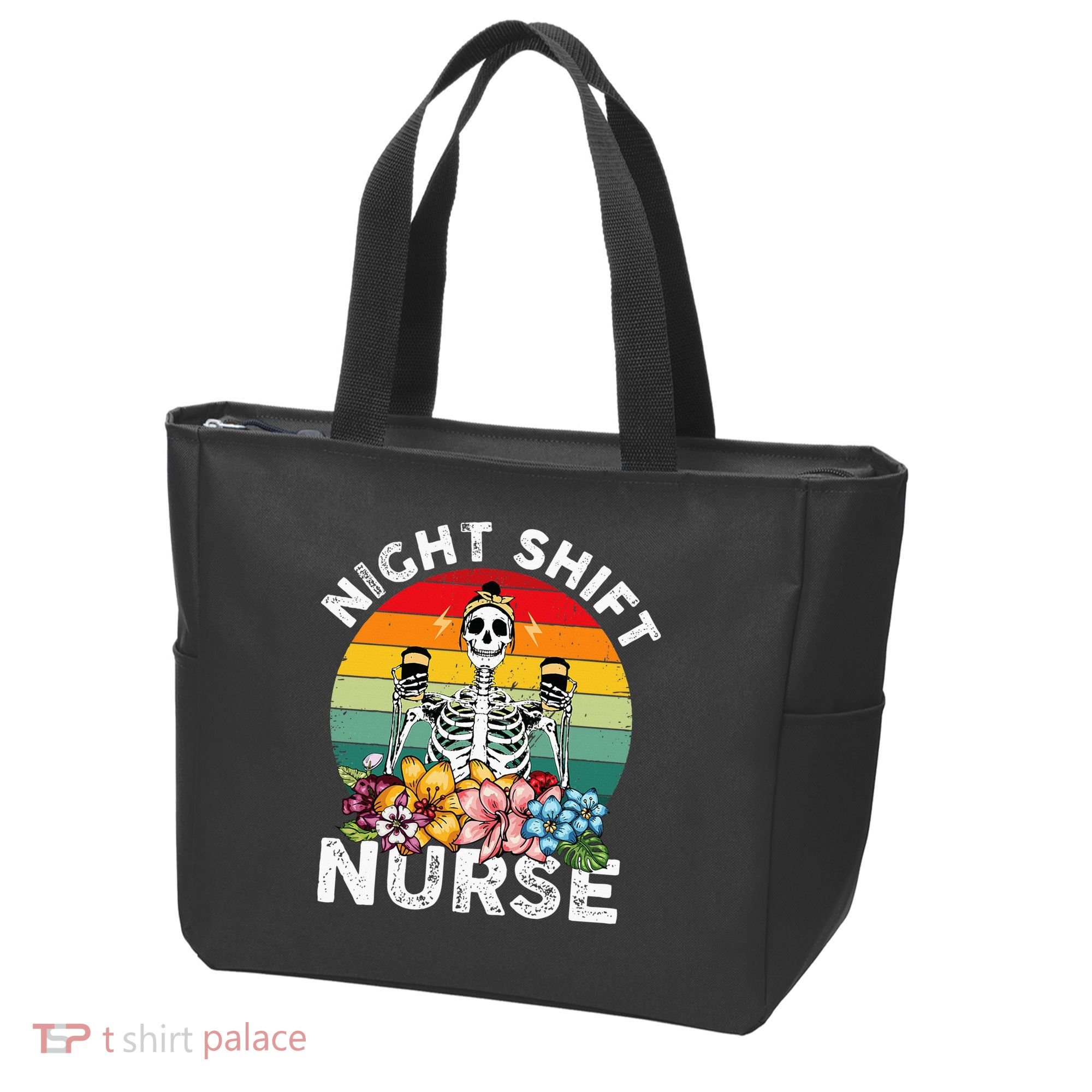 Funny Night Shift Nurse Skeleton Night Shift Nurse Tote Bag