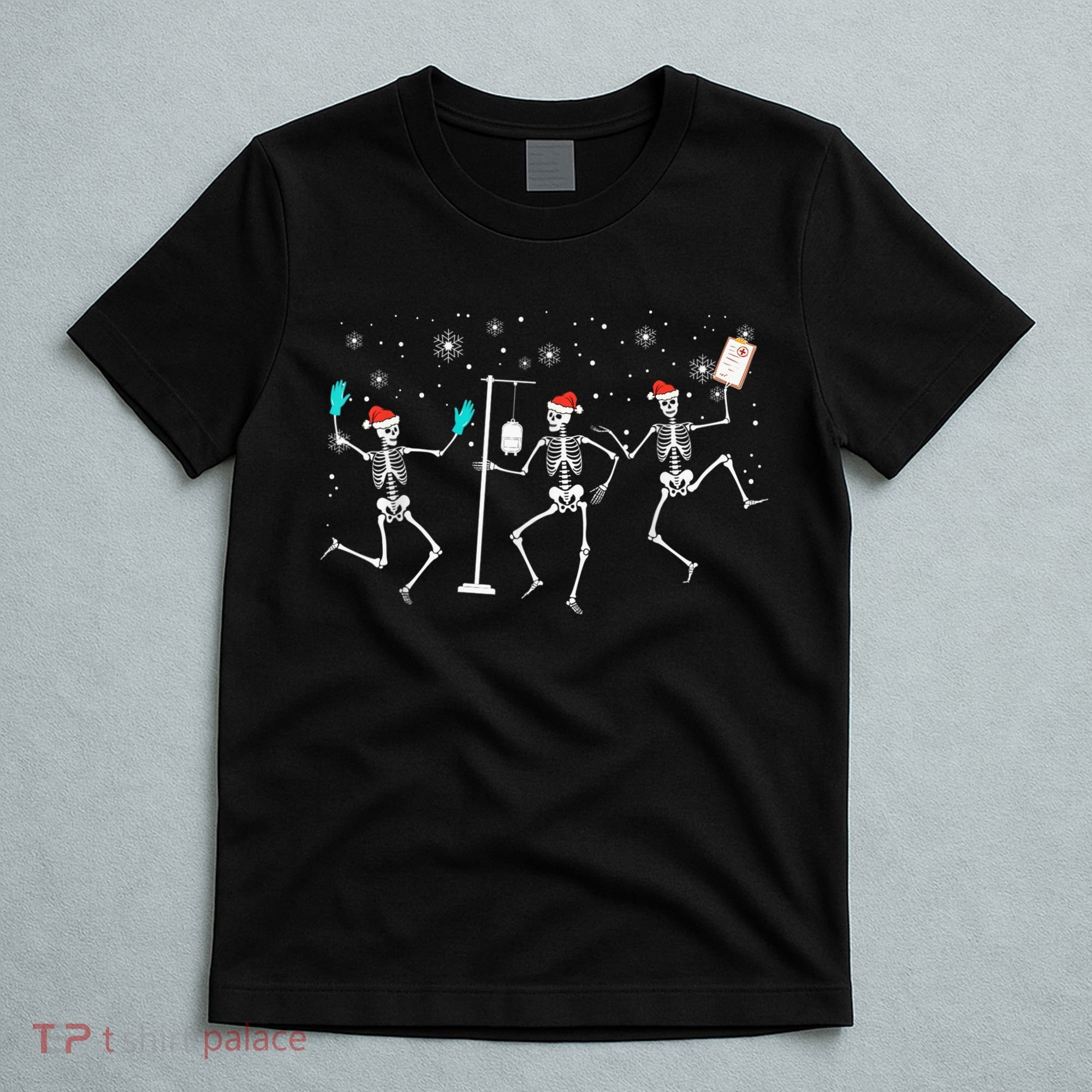 Funny Nurse Skeleton Christmas healthcare Crew Santa T-Shirt