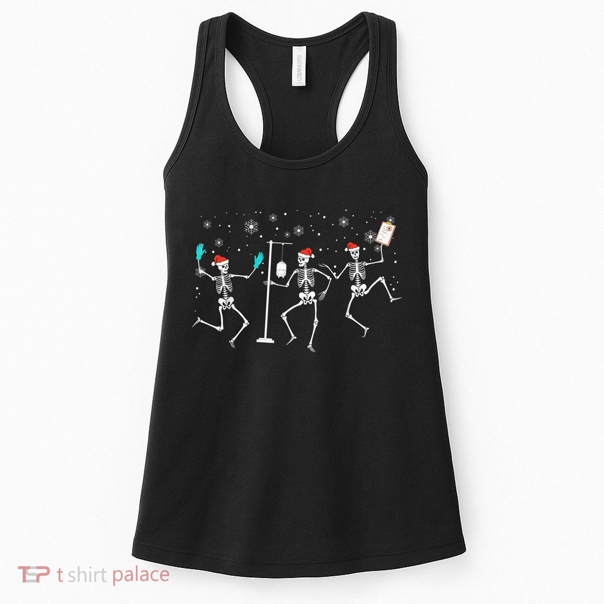 Funny Nurse Skeleton Christmas healthcare Crew Santa Women's Tank Top
