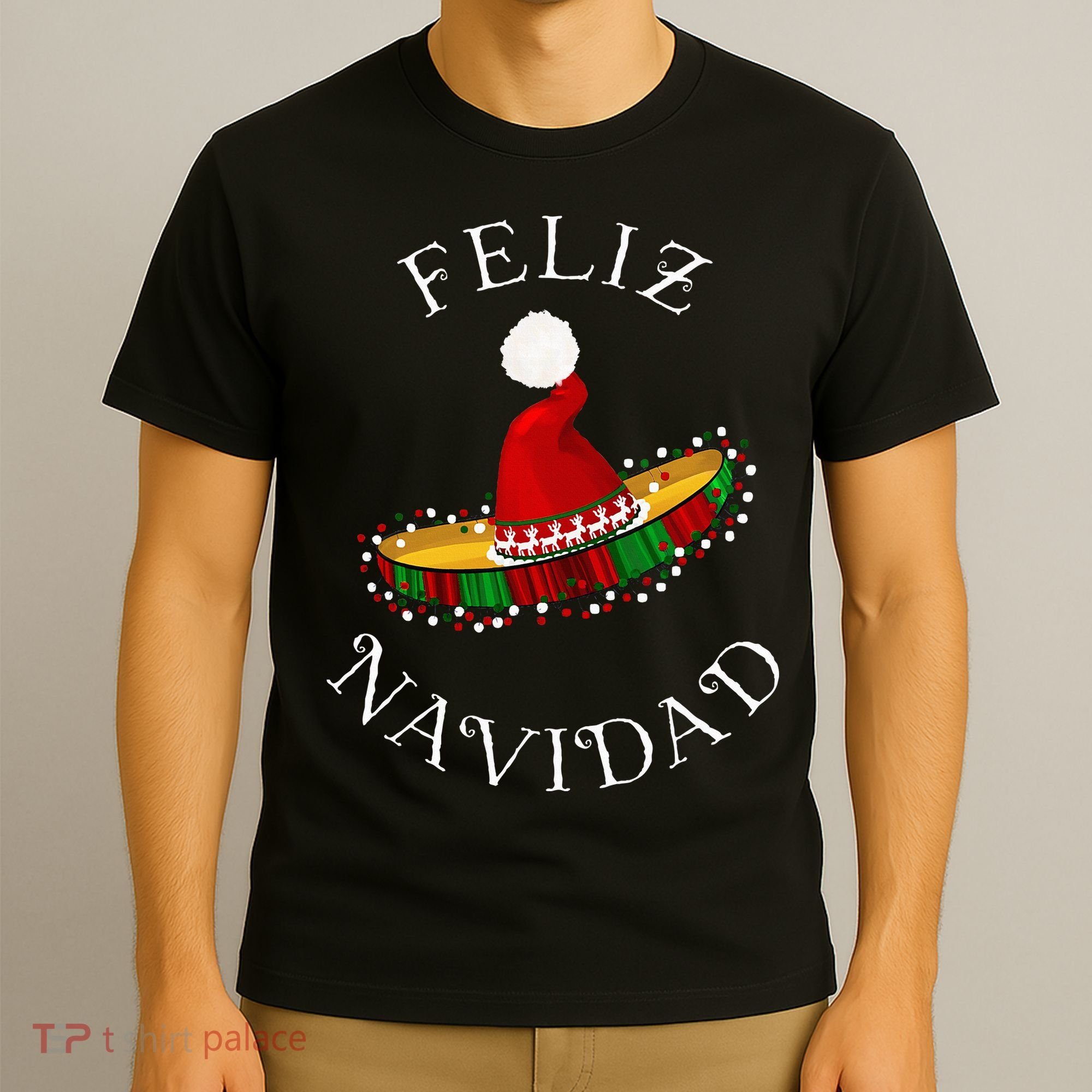 Feliz Navidad Santa Hat Sombrero Funny Christmas In Mexico T-Shirt