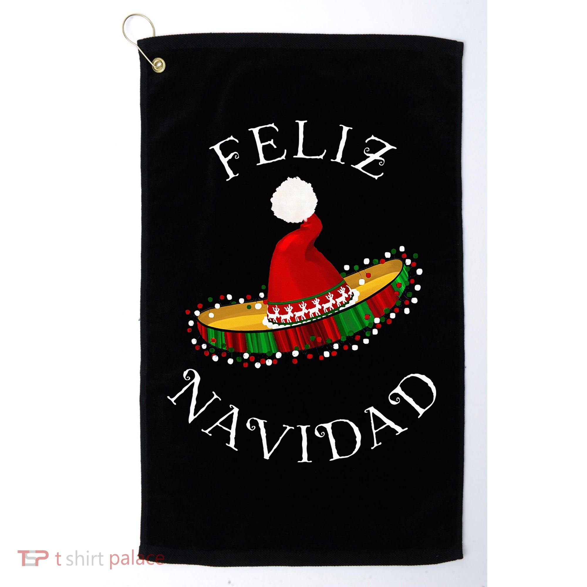 Feliz Navidad Santa Hat Sombrero Funny Christmas In Mexico Golf Towel