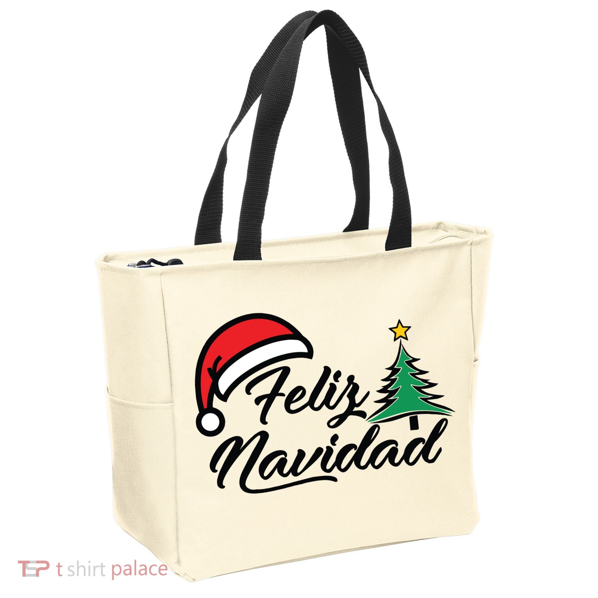 Feliz Navidad Spanish Christmas Santa Hat Merry Christmas Tote Bag