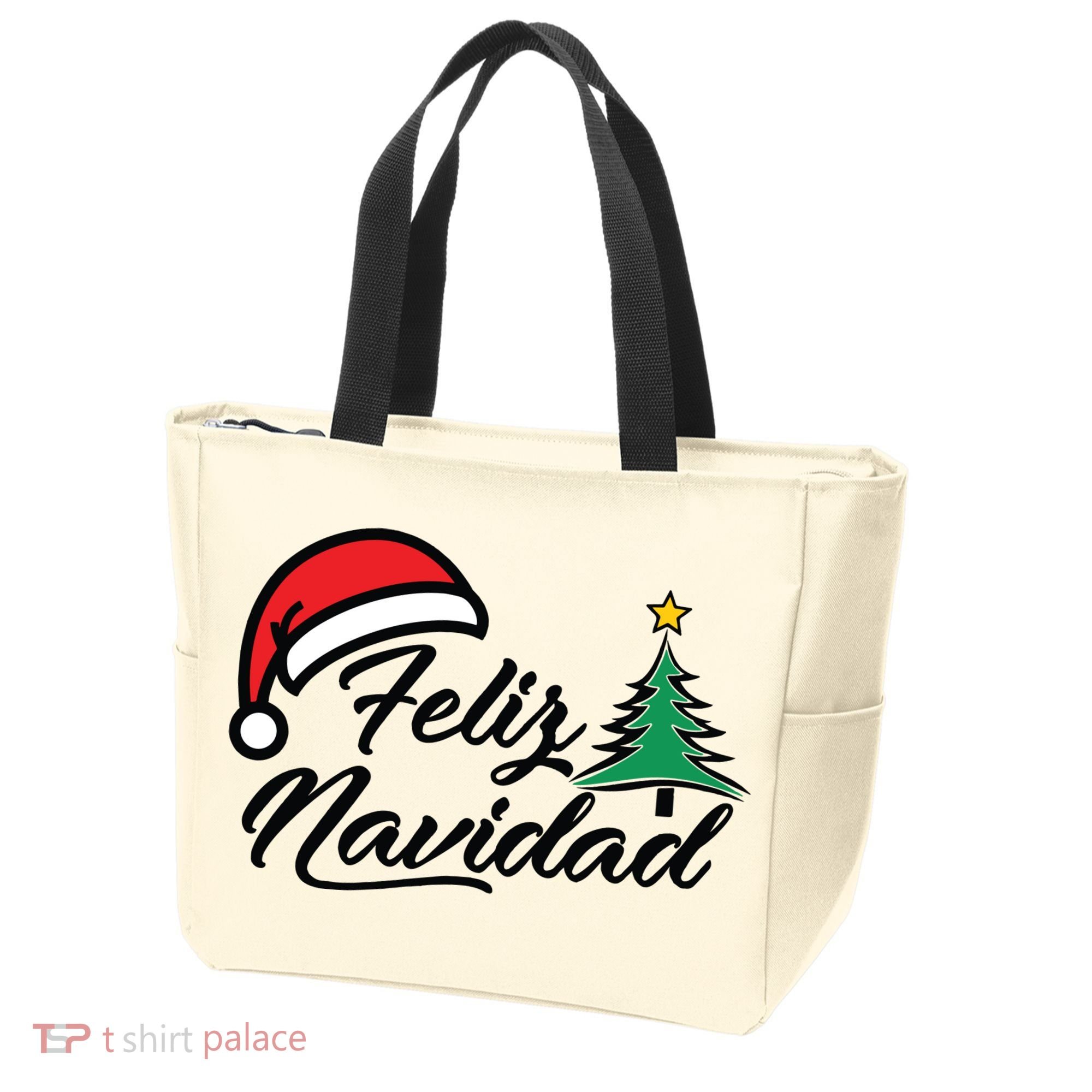 Feliz Navidad Spanish Christmas Santa Hat Merry Christmas Tote Bag