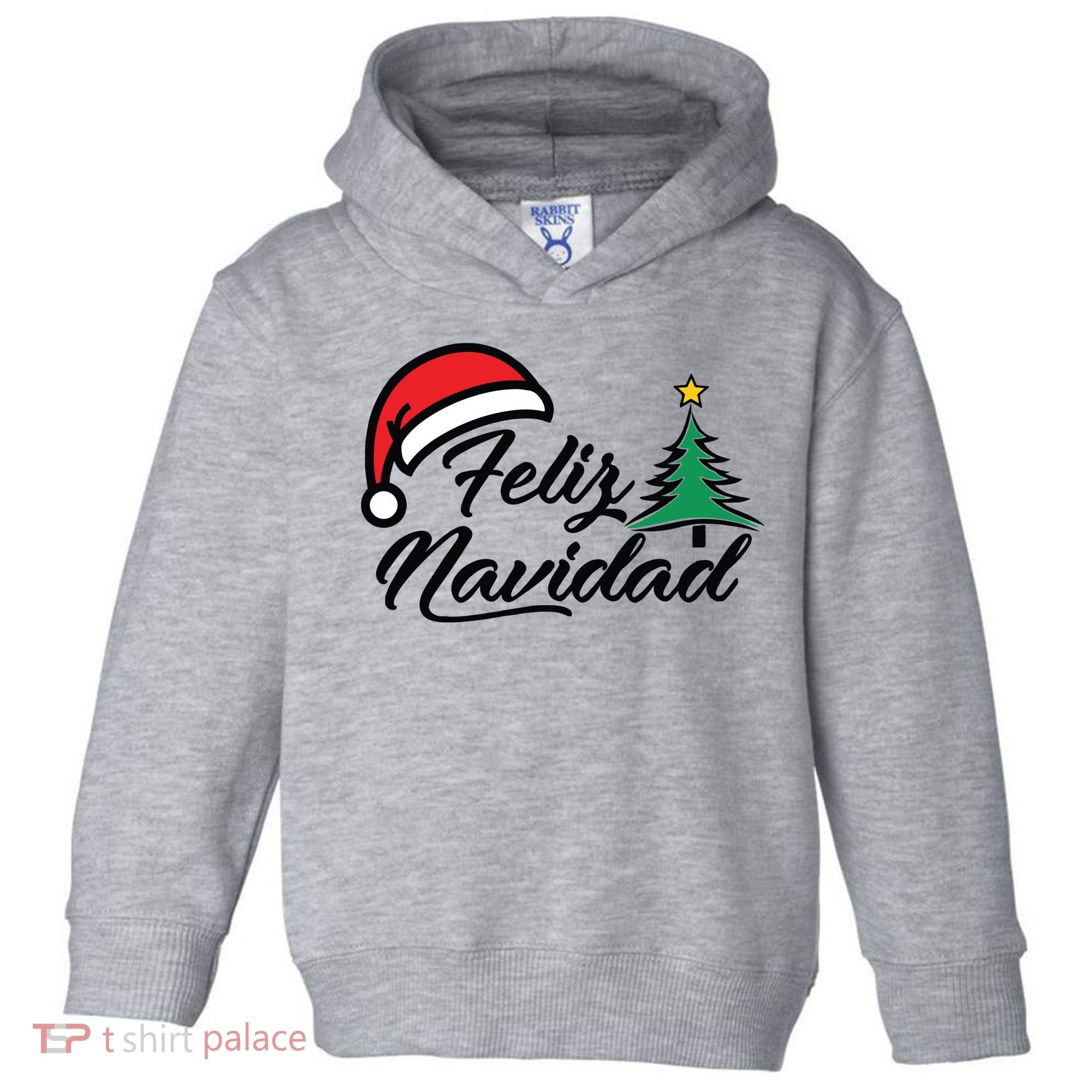 Feliz Navidad Spanish Christmas Santa Hat Merry Christmas Toddler Hoodie