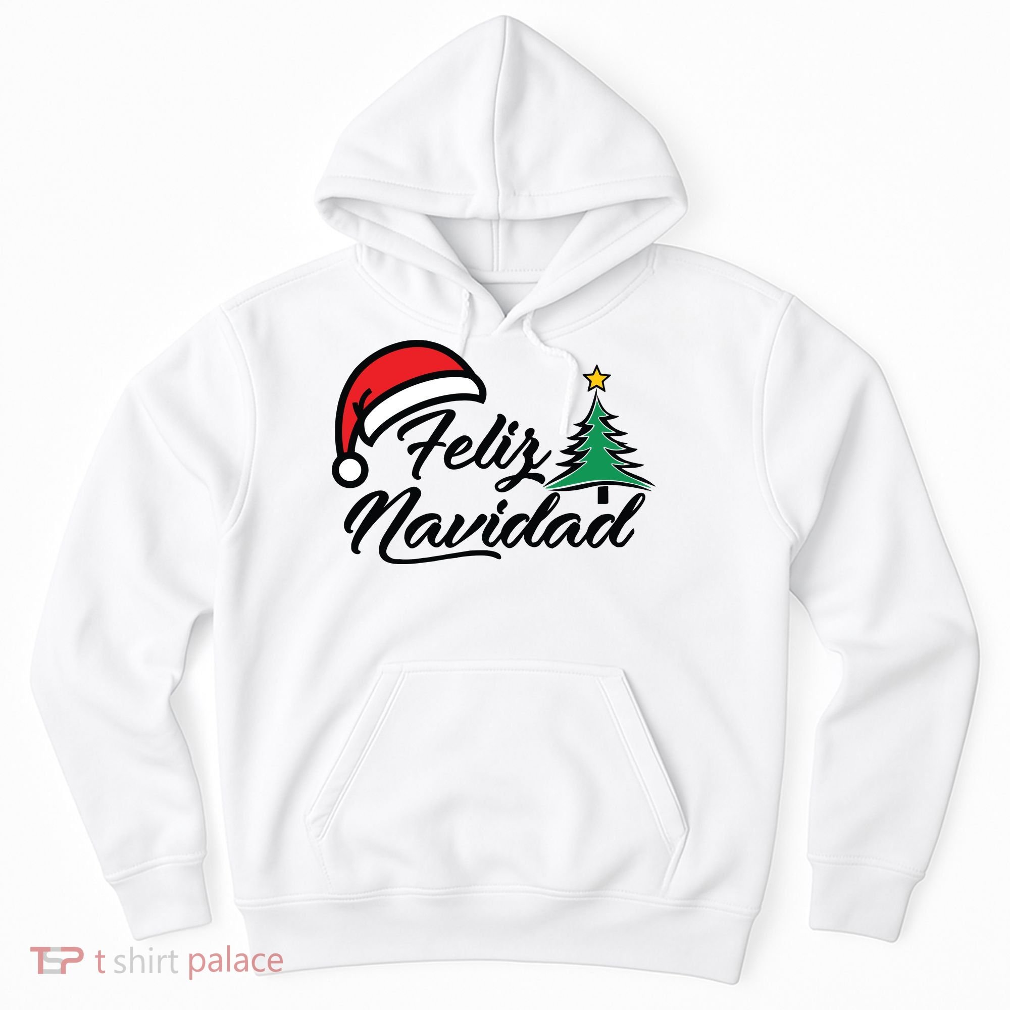 Feliz Navidad Spanish Christmas Santa Hat Merry Christmas Hoodie