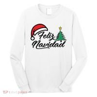 Feliz Navidad Spanish Christmas Santa Hat Merry Christmas Long Sleeve Shirt thumb 0