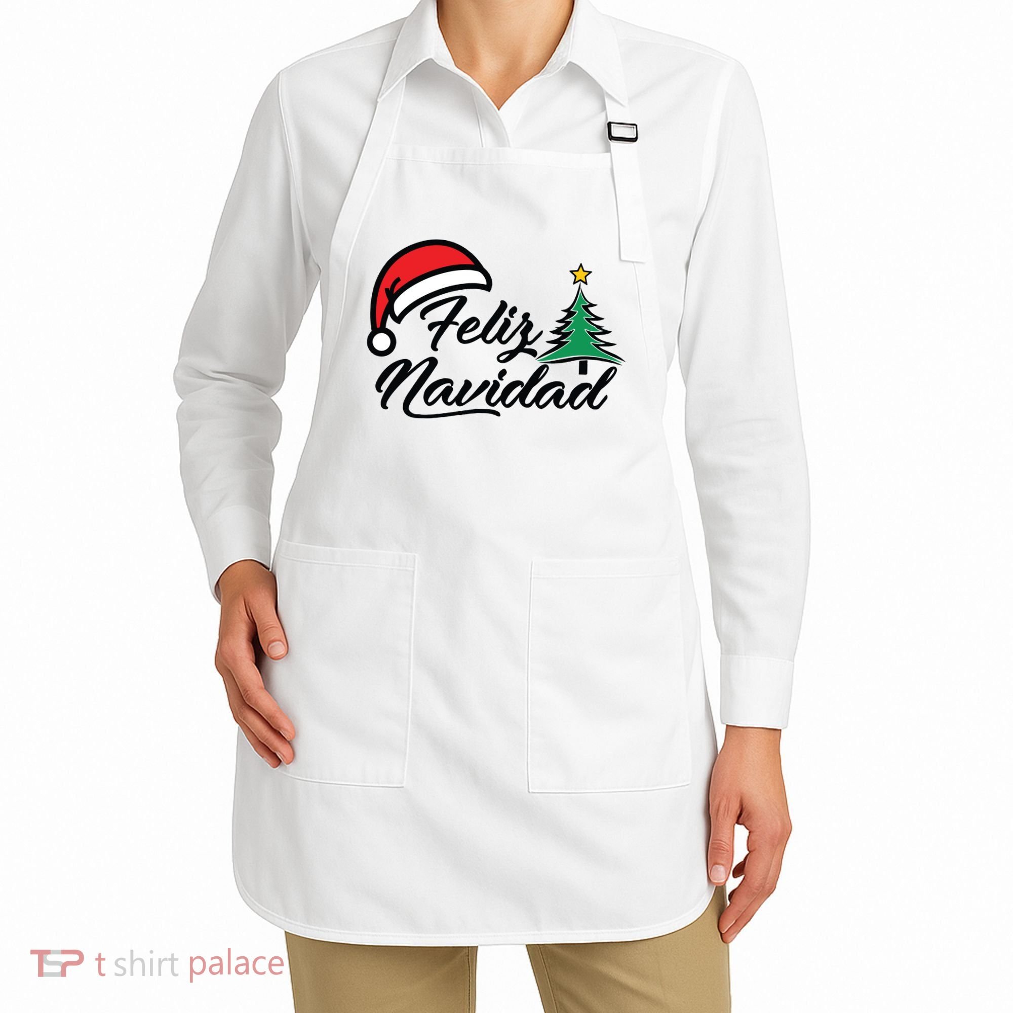 Feliz Navidad Spanish Christmas Santa Hat Merry Christmas Apron