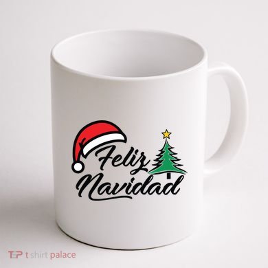 Feliz Navidad Spanish Christmas Santa Hat Merry Christmas Coffee Mug back