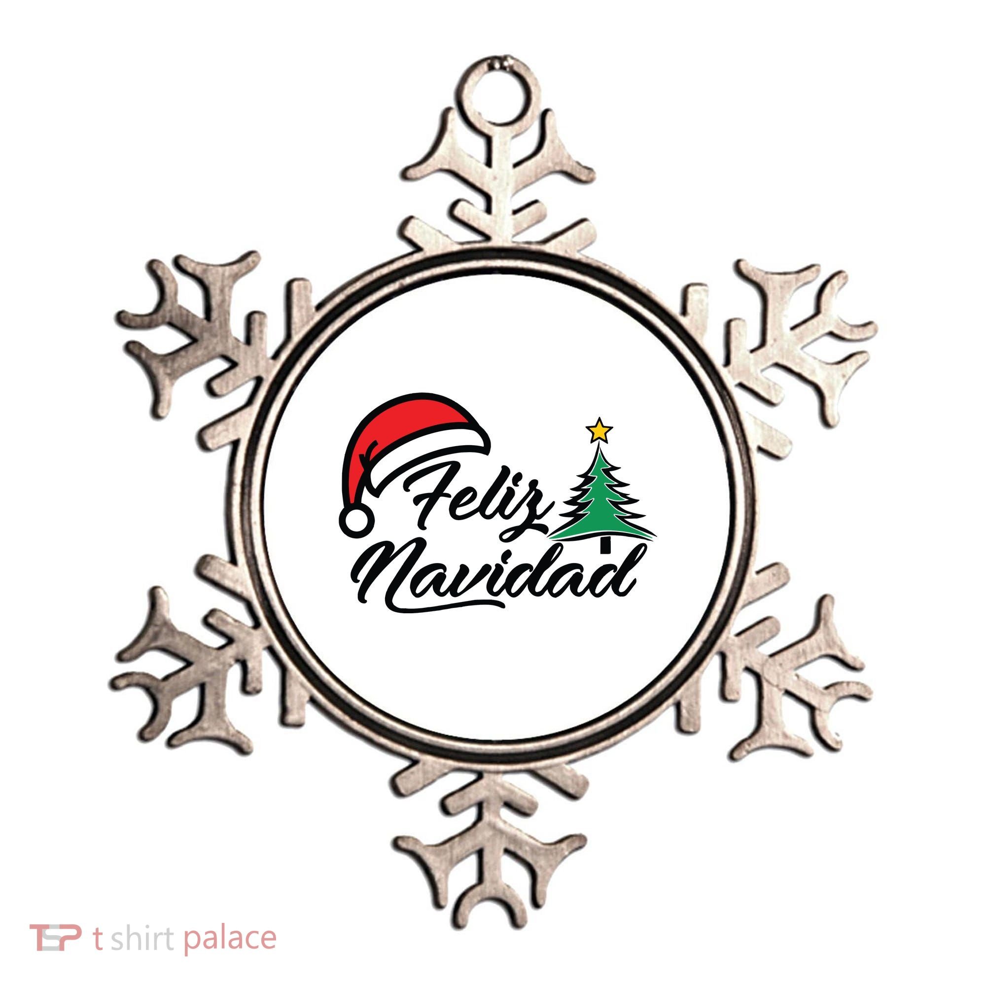 Feliz Navidad Spanish Christmas Santa Hat Merry Christmas Ornament