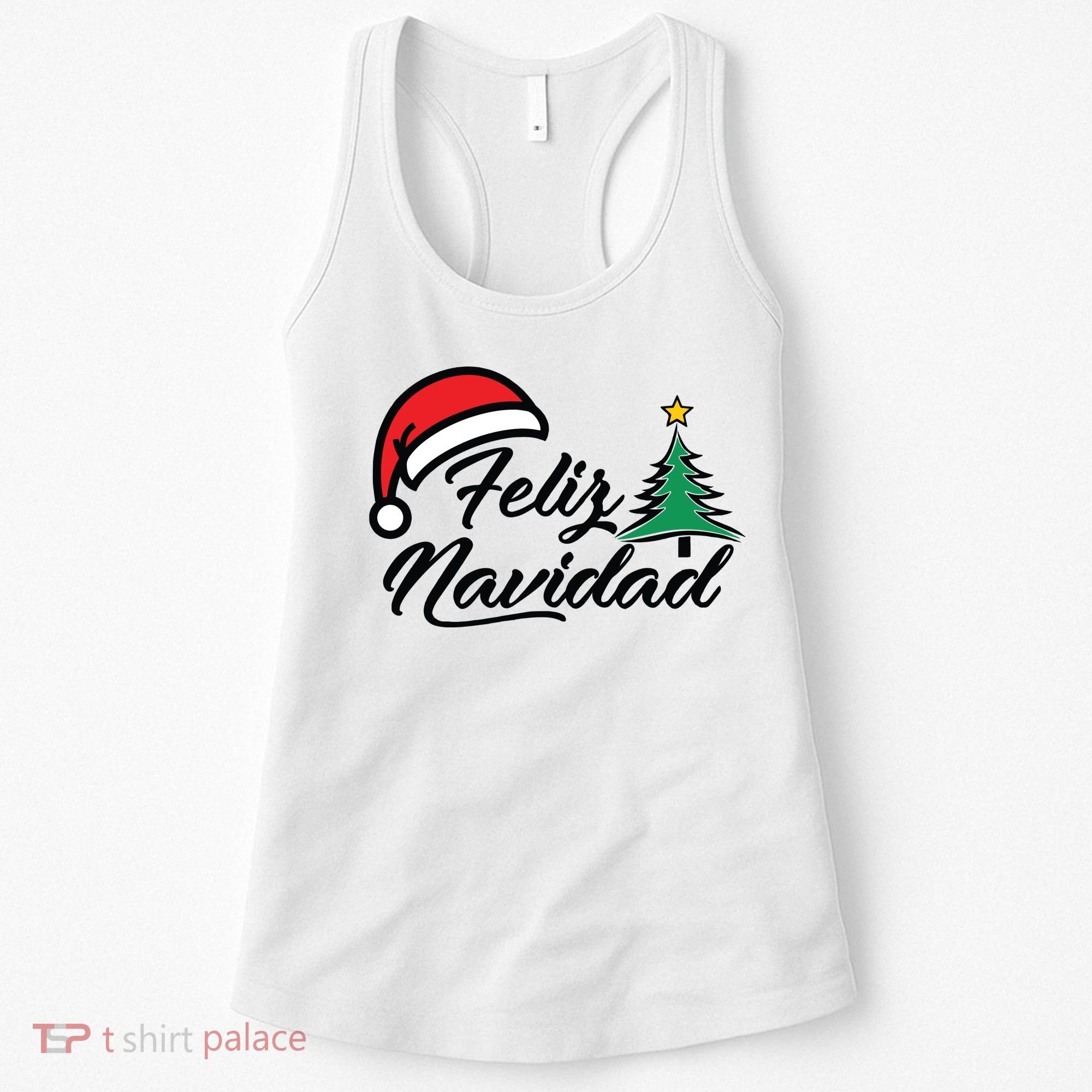 Feliz Navidad Spanish Christmas Santa Hat Merry Christmas Women's Tank Top