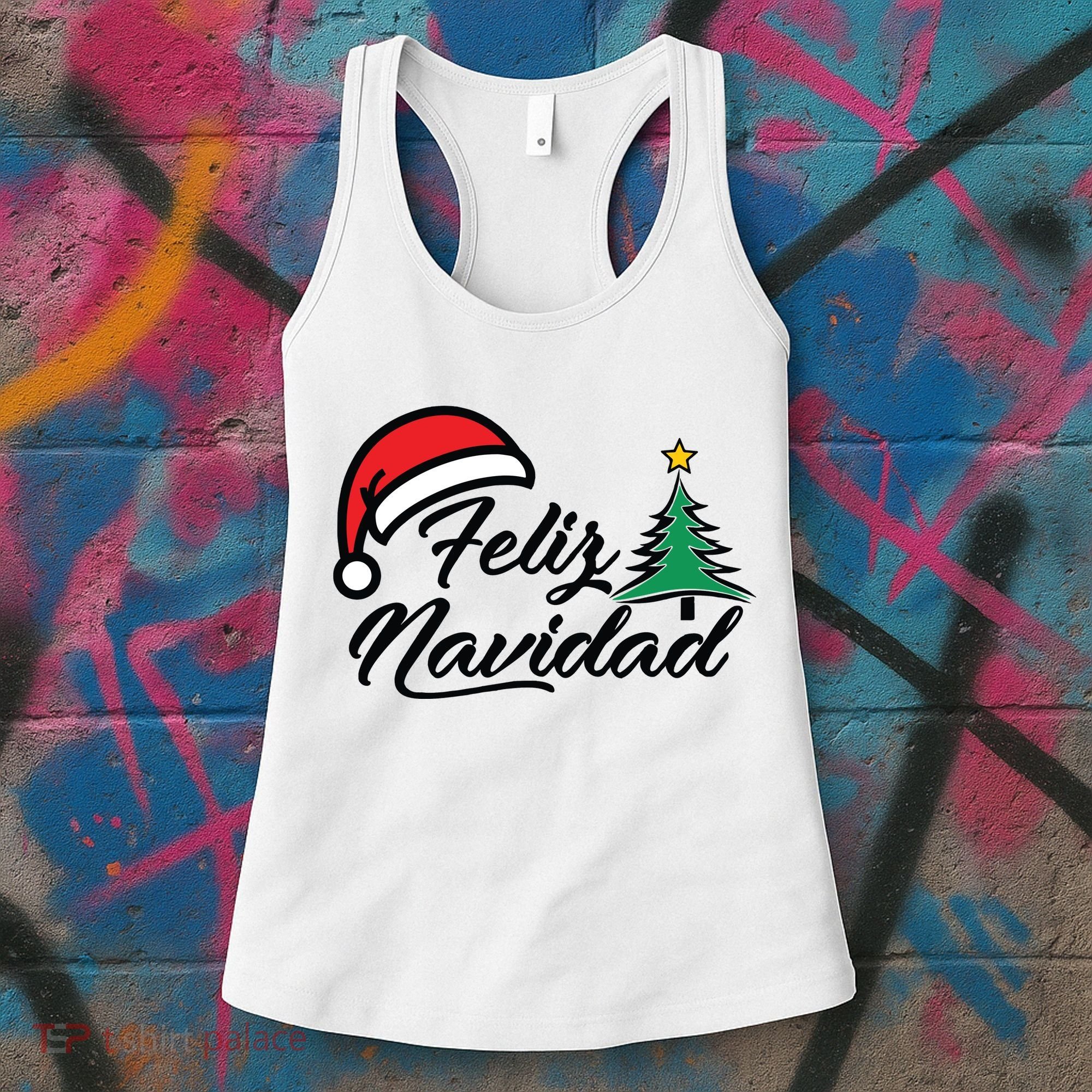 Feliz Navidad Spanish Christmas Santa Hat Merry Christmas Women's Tank Top