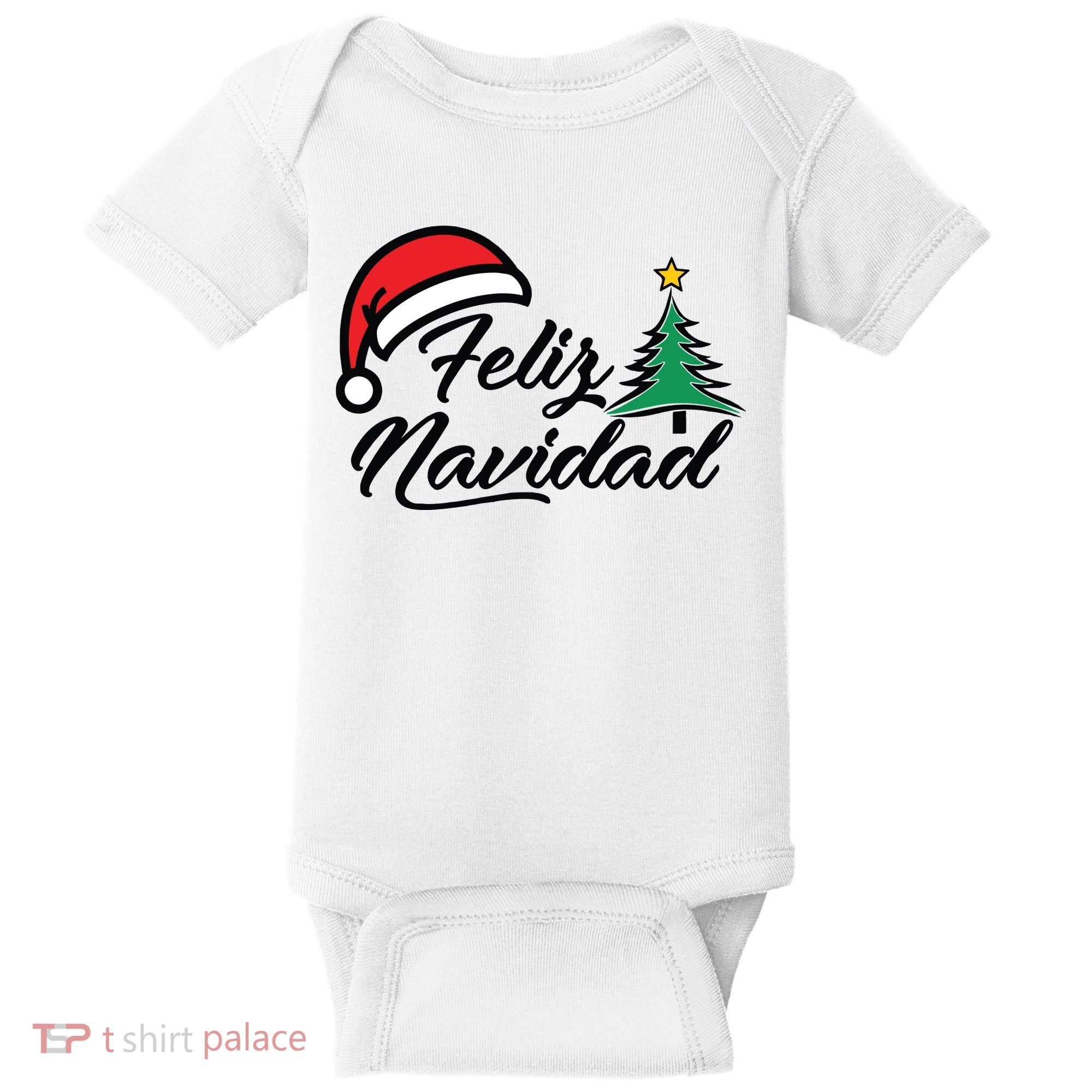 Feliz Navidad Spanish Christmas Santa Hat Merry Christmas Baby Bodysuit