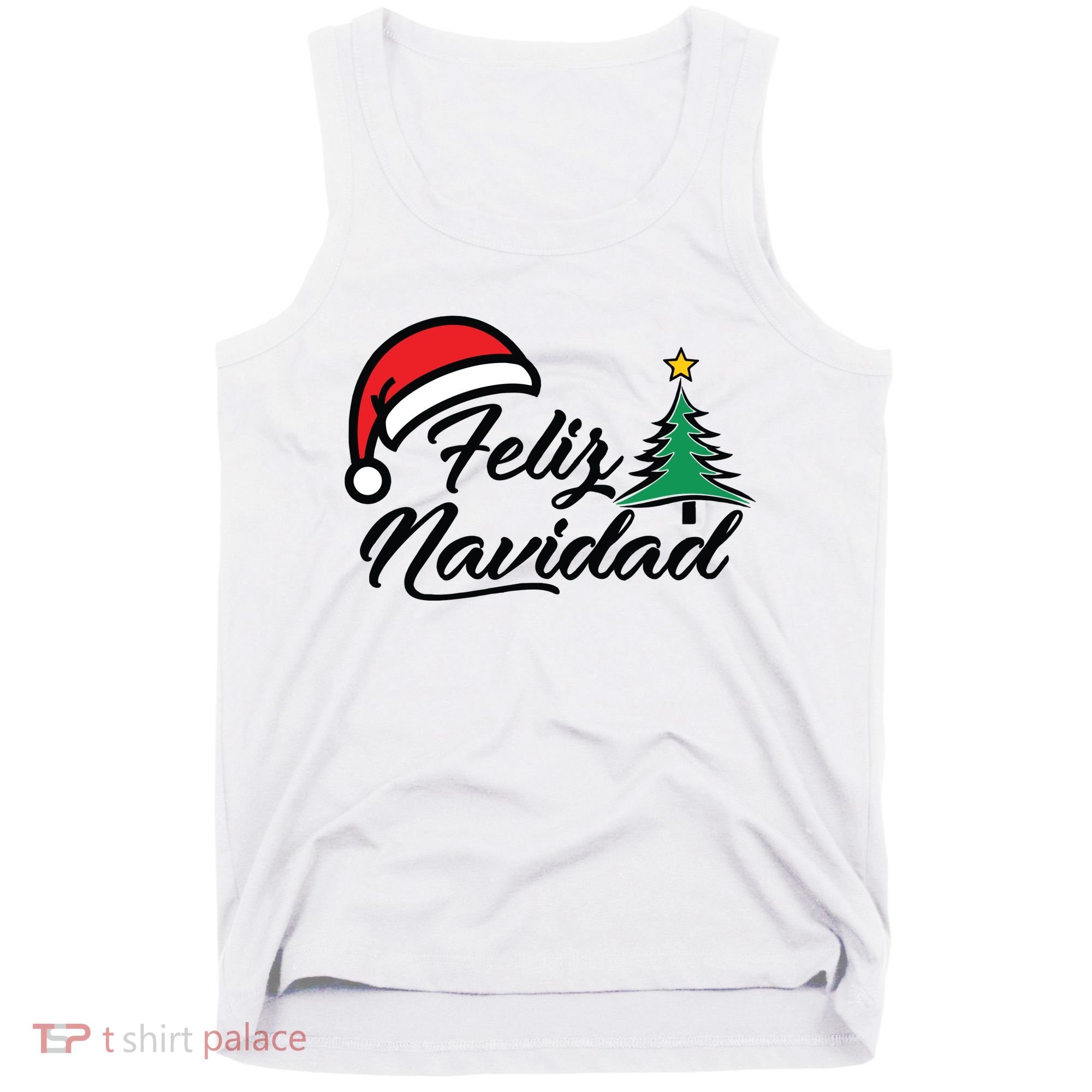 Feliz Navidad Spanish Christmas Santa Hat Merry Christmas Tank Top