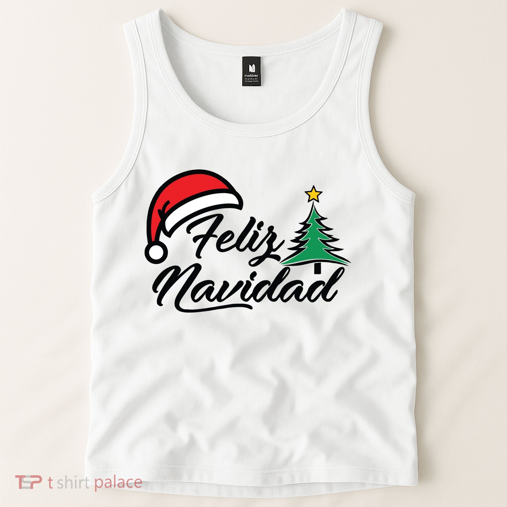 Feliz Navidad Spanish Christmas Santa Hat Merry Christmas Tank Top